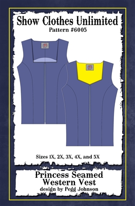 Western show vest, princess seamed vest, vest pattern, sewing pattern, sew your own show clothes, Show Clothes Unlimited, Pegg Johnson, Show Clothes Unlimited patterns, Show Clothes Unlimited Equestrian Wear pattern