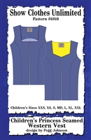 Western show vest, princess seamed vest, vest pattern, sewing pattern, sew your own show clothes, Show Clothes Unlimited, Pegg Johnson, Show Clothes Unlimited patterns, Show Clothes Unlimited Equestrian Wear pattern