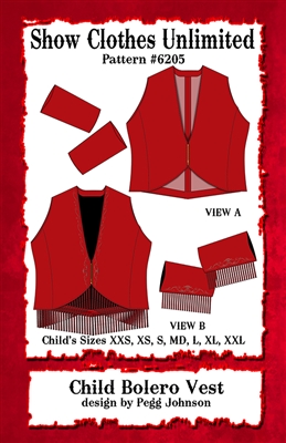 Bolero, bolero western vest pattern,  bolero, vest pattern, sewing pattern, sew your own show clothes, Show Clothes Unlimited, Pegg Johnson, Show Clothes Unlimited patterns, Show Clothes Unlimited Equestrian Wear patterns