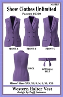 Western Halter vest, vest, western vest, longe line, lunge line, Show Clothes Unlimited, Pegg Johnson, Show Clothes Unlimited patterns, Show Clothes Unlimited Equestrian Wear patterns, showmanship, trail, in hand classes