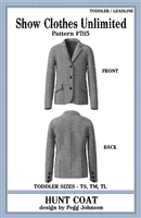 Hunt Seat Jacket pattern, Hunt Seat Coat pattern, English show coat, English jacket, toddler - leadline sizing, child's show coat, child's hunt coat, Show Clothes Unlimited, Show Clothes Unlimited patterns, Show Clothes Unlimited Equestrian Wear pattern