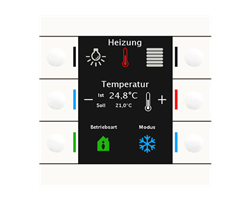 MDT Push Button Smart 86 with colour display and temperature sensor, White glossy finish