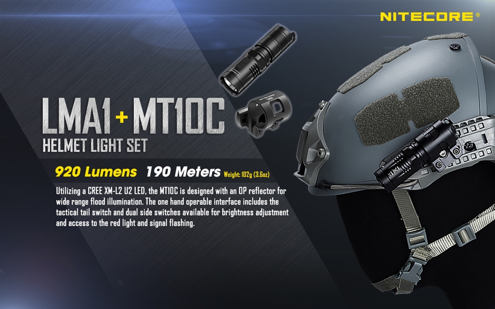 Nitecore LMA1 Rotary Flashlight Helmet Mount