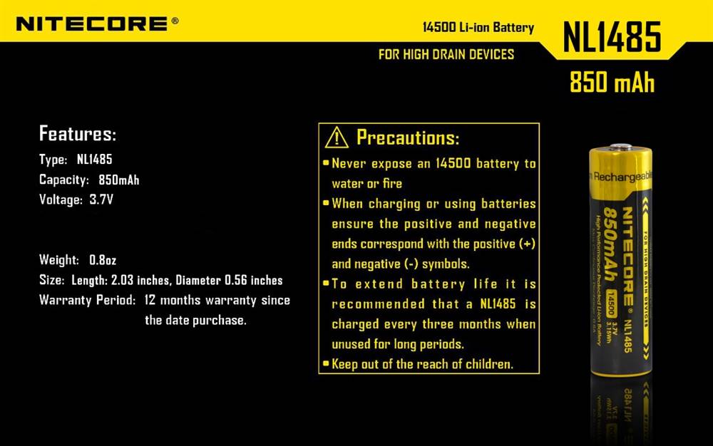 Rechargeable Battery - AA-14500-650mAh - Nitecore