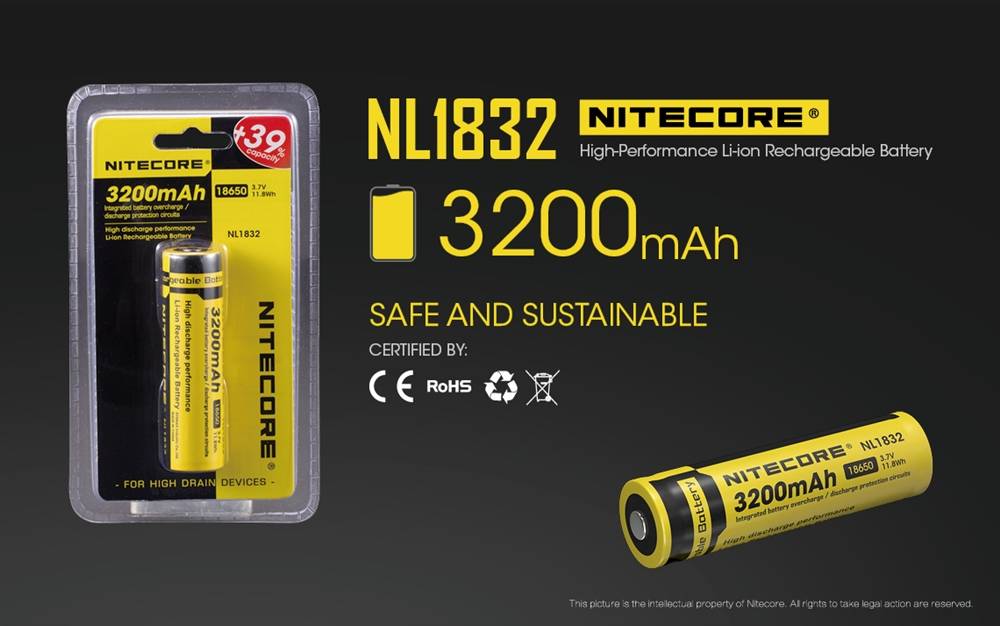 Bateria Recargable 18650 de Nitecore NL1832