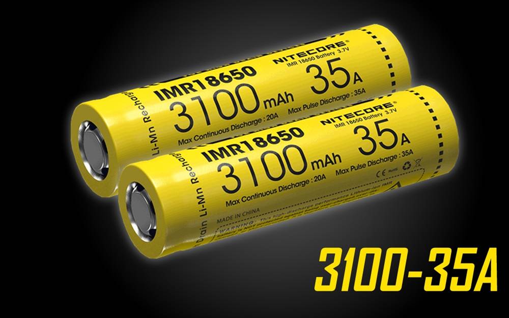 Nitecore IMR 3100mAh 2 Pack 35A Flat Top 18650 Batteries for Vaping Devices