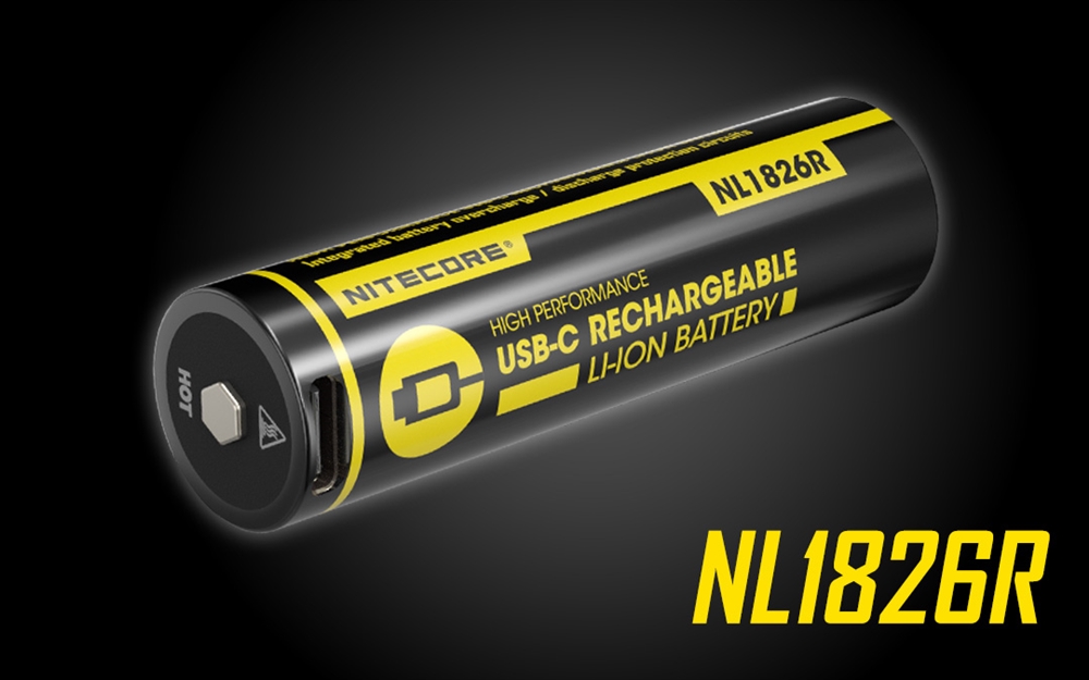Pile Rechargeable via USB 18650 NiteCore NL1826R 3,6V 2600mAh