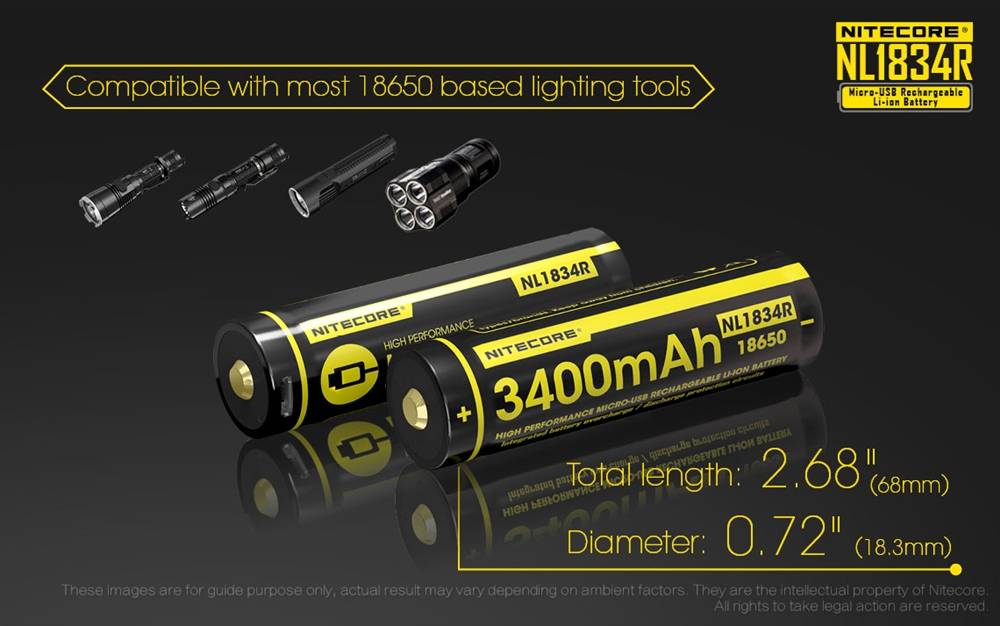 Nitecore NL1836R USB-C batterie rechargeable 18650 Li-ion, 3600 mAh