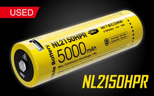 NITECORE NL2150HPR 21700 5000mAh USB-C Rechargeable Li-ion Battery Used