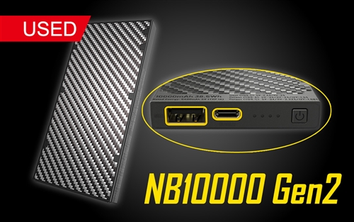 NITECORE NB10000 Gen 2 10000mAh QC Quick-Charge USB and USB-C Dual Output, Ultralight Carbon Fiber Power Bank - Used