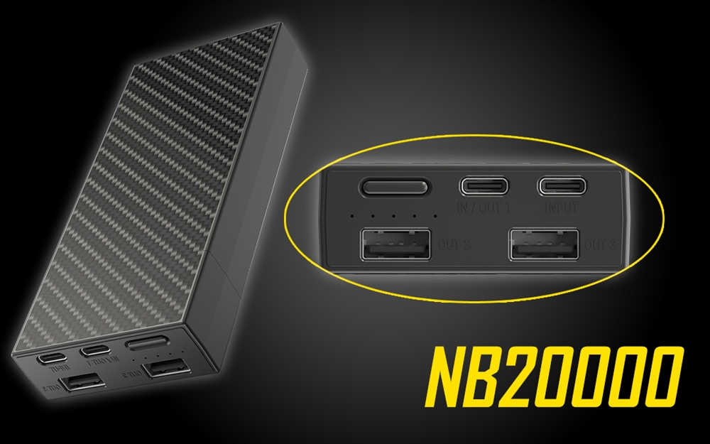Nitecore NB20000 QC USB & USB-C 4 Port 20000mAh Power Bank
