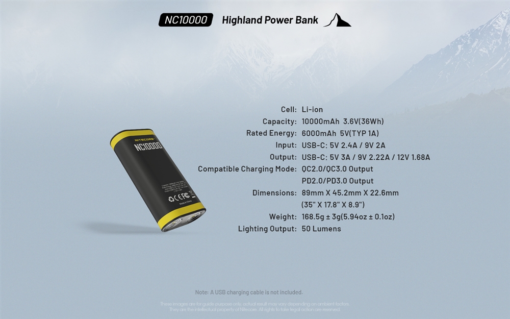 Nitecore nc10000 power bank flashlight