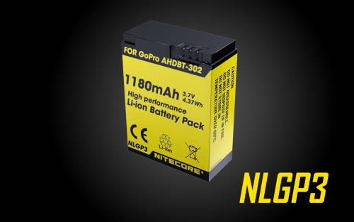 NITECORE NLG3 Battery 1180mAh 3.7V - Rechargeable for GoPro HERO3 [AHDBT-302]