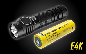 NITECORE E4K 4400 Lumen EDC Flashlight with 5000mAh Custom >15A USB-C Rechargeable Battery