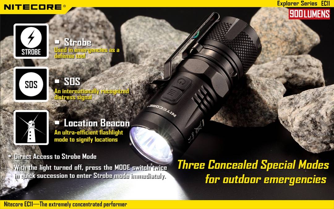 Nitecore EC11 900 Lumen Brightest Mini LED Flashlight