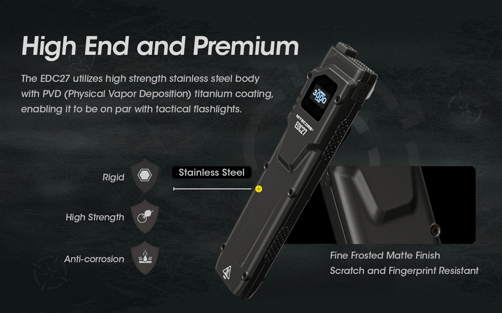 NITECORE EDC27 Flashlight 3000Lumens USB-C Recharageble Tactical