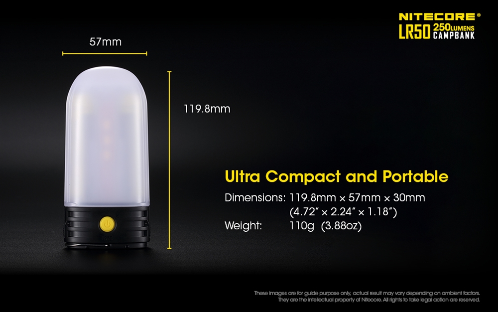Nitecore LR50 250 Lumen Campbank USB Rechargeable LED Camping Lantern
