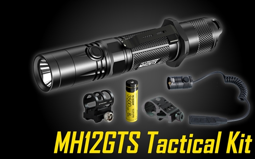 NITECORE MH12GTS 1800 Lumen Long Throw USB Rechargeable Tactical Flashlight Kit