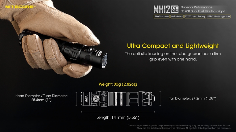 NITECORE MH12SE 1800 Lumen USB-C Rechargeable Flashlight Kit