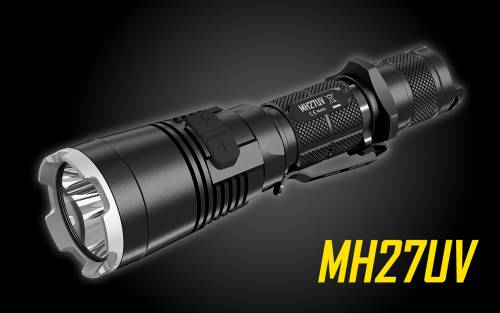 NiteCore MH27UV Rechargeable LED Flashlight w/ Red, Blue, and UltraViolet Light - 1000 lumens