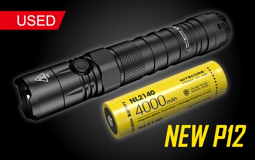 NITECORE NEW P12 1200 Lumen Tactical Flashlight with 4000mAh 21700 li-ion Rechargeable Battery - Used