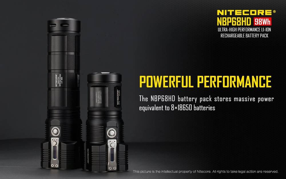 Nitecore TM28 6000 Lumen Rechargeable Flashlight, with NBP68HD Battery Pack