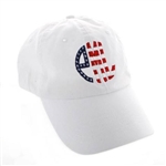 American Flag Monogram Cap in White