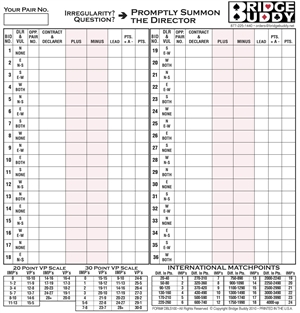 Double Sided Score Sheet - Pack of 500