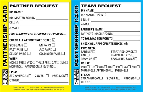 Double Sided Partner and Team Request Cards - Pack of 500