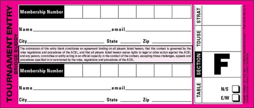 Pair Entry Forms - Pack of 500