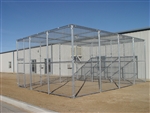 18'W x 24'D x 10'H Exotic Animal Enclosure with Front & Rear Entry & Center Shift Gate