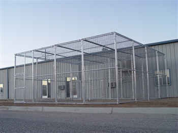 24'W x 24'D x 10'H Exotic Animal Enclosure with Front & Rear Entry & Center Shift Gate