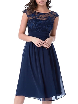 Navy Lace Sequin Midi Dress