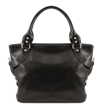 Ilenia Black Leather Shoulder Bag for Women by Tuscany Leather