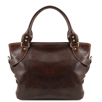 Ilenia Dark Brown Leather Shoulder Bag for Women by by Tuscany Leather