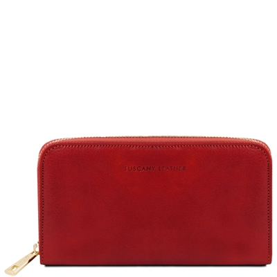 TL141206 Accordion Leather Wallet for Women - Red by Tuscany Leather