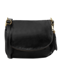 TL141223 Soft Leather Shoulder Bag - Black by Tuscany Leather