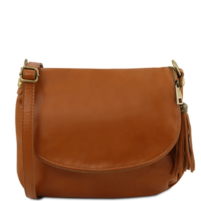 TL141223 Soft Leather Shoulder Bag - Cognac by Tuscany Leather