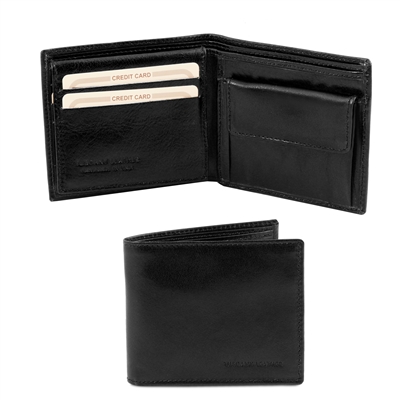 TL141377 Leather wallet for men - Black by Tuscany Leather