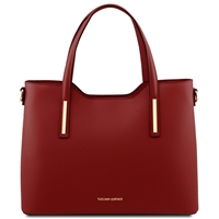 Olimpia Red Leather Tote Bag by Tuscany Leather