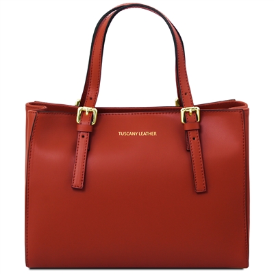 Aura Leather Handbag - Red by Tuscany Leather