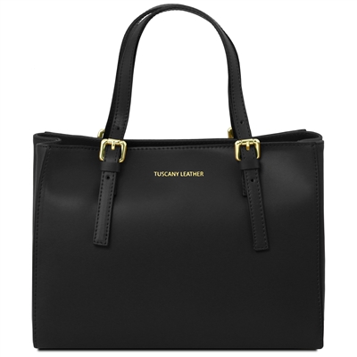 Aura Black Leather Handbag by Tuscany Leather