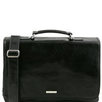 Mantova Black Leather Laptop Bag by Tuscany Leather