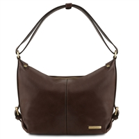 Sabrina Leather Hobo Bag - Dark Brown by Tuscany Leather