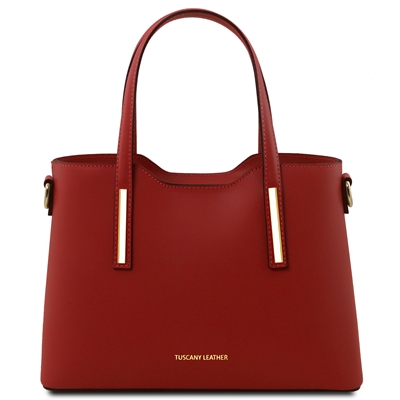 Olimpia Small Red Leather Tote Bag by Tuscany Leather