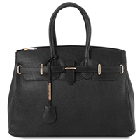 TL141529 Black Leather Handbag by Tuscany Leather
