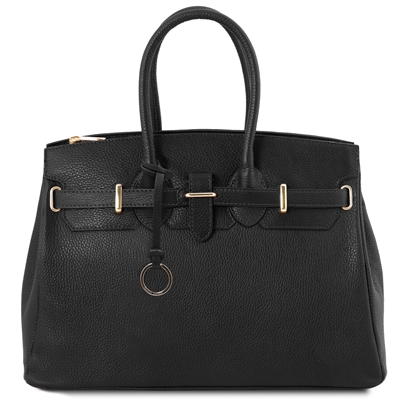 TL141529 Black Leather Handbag by Tuscany Leather