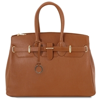 TL141529 Leather Handbag - Cognac by Tuscany Leather
