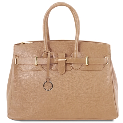 TL141529 Leather Handbag - Champagne by Tuscany Leather