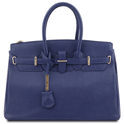 TL141529 Leather Handbag - Dark Blue by Tuscany Leather
